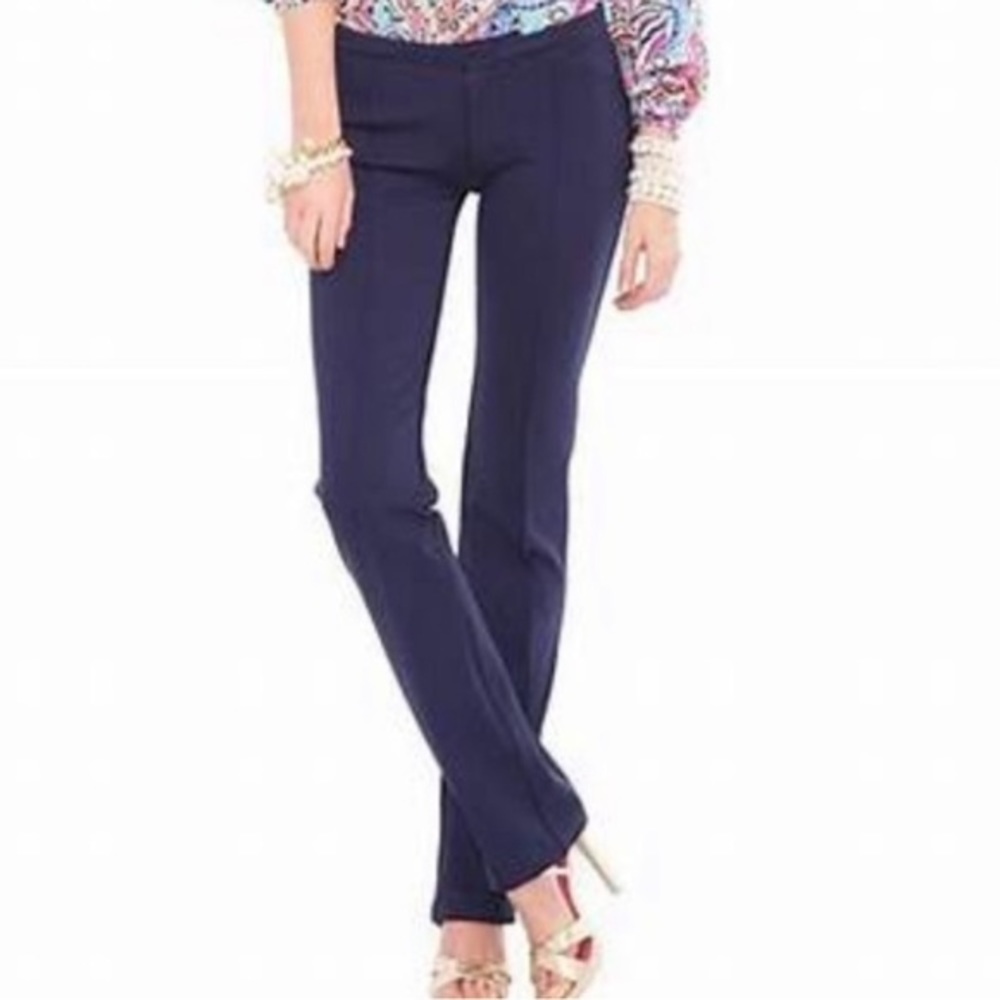 LILLY PULITZER NAVY BLUE EVANGELISTA PONTE KNIT COMFORT TRAVEL PANTS 10